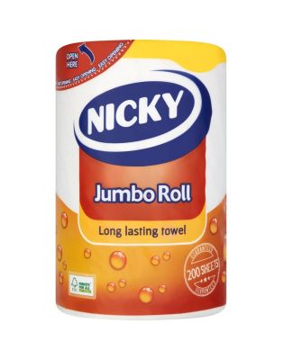 Nicky Jumbo Kitchen Towels 2 Ply White (1 12 Rolls)