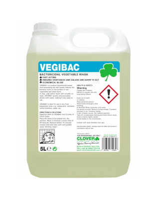 Clover 234 Vegibac Bactericidal Vegetable,& Salad Wash (2 5 Litre)