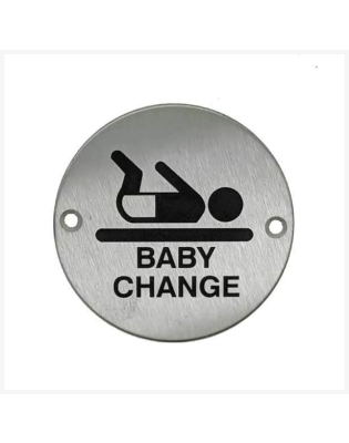 Sign, Baby Change, Stainless Steel