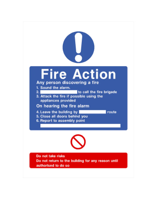 Sign, Fire Action (210 x 297mm)