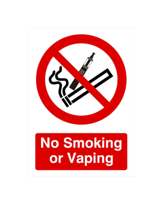 Sign, No Smoking or Vaping (150 x 200mm)