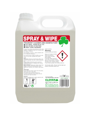 Clover 211 Spray & Wipe Fragranced Cleaner,& Disinfectant (2 5 Litre)