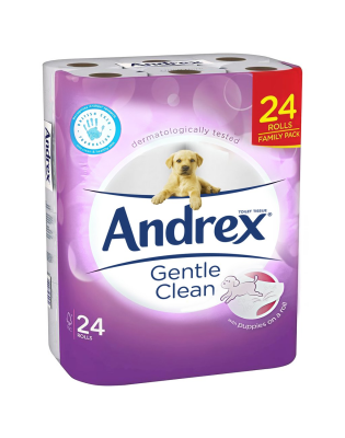 Andrex Gentle Clean Toilet Tissue White (24 Rolls)