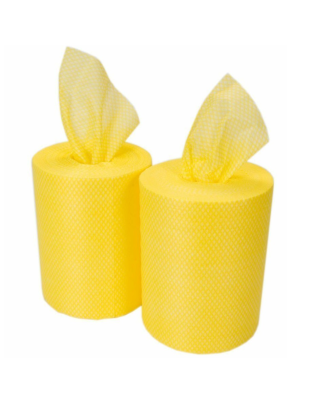 JanSan Wipes Lightweight 350 Sheet Rolls,Yellow (2 Rolls)