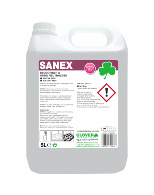 Clover 208 Sanex Deodoriser & Urine,Neutraliser 5L (2 5 Litre)