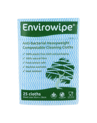 Envirowipe Anti-Bacterial Compostable,Cleaning Cloths Blue (6 25 Wipes)