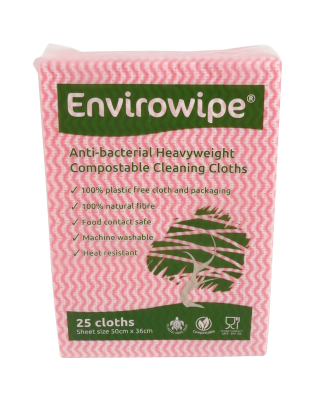 Envirowipe Anti-Bacterial Compostable,Cleaning Cloths Red (6 25 Wipes)