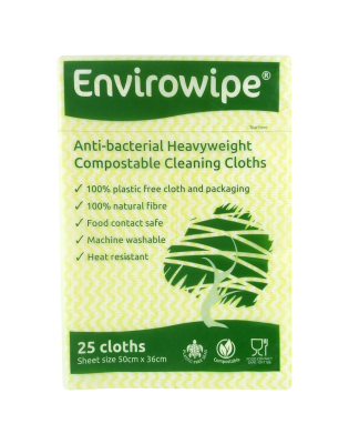 Envirowipe Anti-Bacterial Compostable,Cleaning Cloths Yellow (6 25 Wipes)