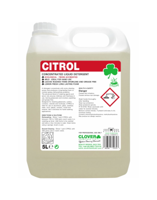 Clover 401 Citrol Lemon Washing Up,Liquid 5 L (2 5 Litre)