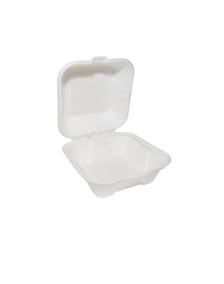 Burger Box, Compostable, Bagasse, 6" x 6" (500)