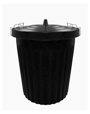 Bin, Black, Clip on Lid, 100L