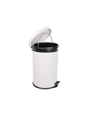 Bin, Pedal, White Metal, 12L