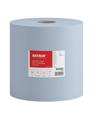 Katrin 464262 Industrial Wiping Roll XXL,1000 Sheets 3-Ply Laminated Blue (1000)