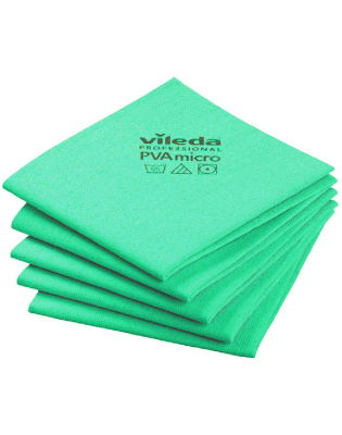 Vileda PVAmicro Streak-Free Cloths Green (5 Cloths)