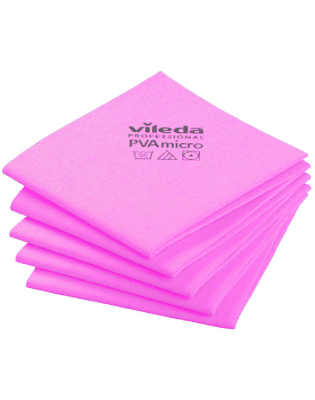 Vileda PVAmicro Streak-Free Cloths Red (5 Cloths)