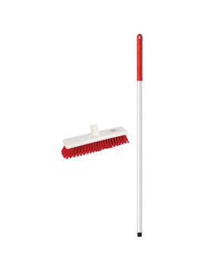 JanSan Washable Stiff Broom Complete Red,12" 30cm (1 Each)