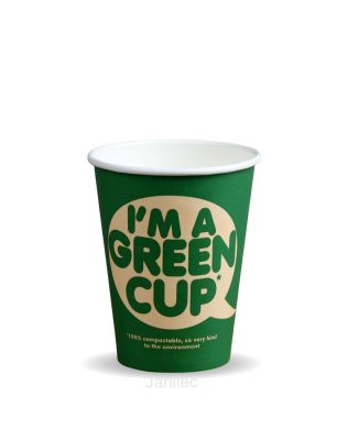 JanSan BioPak Compostable Single Wall Hot,Cups "I'm a Green Cup" 12oz 355ml (1 1000 Cups)