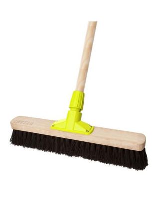 JanSan Premium Wooden Broom Head Soft,Coco & Handle 18" (1 Kit)