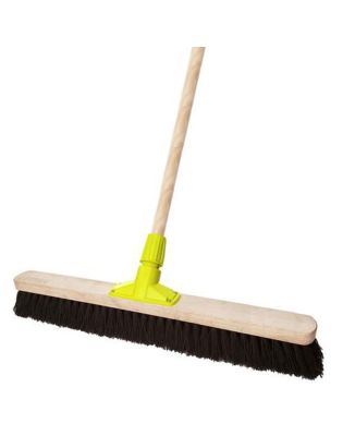 JanSan Premium Wooden Broom Head Soft,Coco & Handle 24" (1 Kit)