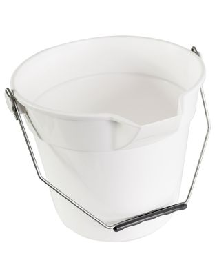 JanSan Lipped Round Plastic Bucket,10 Litre White (1 Each)