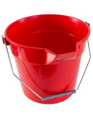 JanSan Lipped Round Plastic Bucket,10 Litre Red (1 Each)