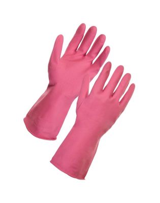 JanSan Rubber Household Gloves Large,Pink (1 Pair)