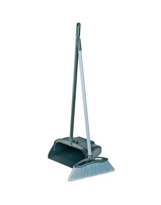 JanSan Plastic Lobby Dustpan & Brush Black,Black (1 Set)