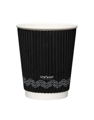 Leafware Black Ripple Double Wall Hot Cups,12oz 355ml (1 500 Cups)