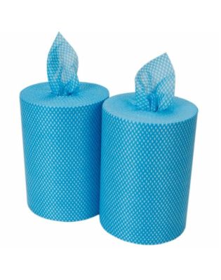 JanSan Wipes Lightweight 350 Sheet Rolls,Blue (1 2 Rolls)