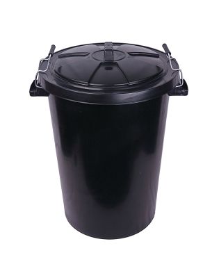 JanSan Polypropolene Dustbin 90L with Lid,Black (1 Each)