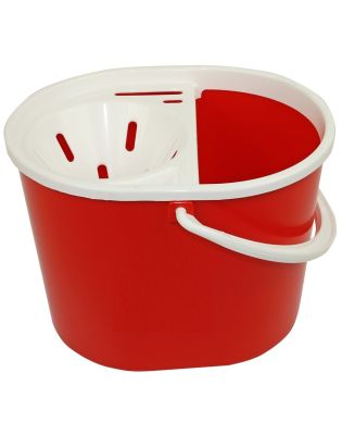 JanSan Oval Mop Bucket and Wringer,5 Litre Red (1 Each)