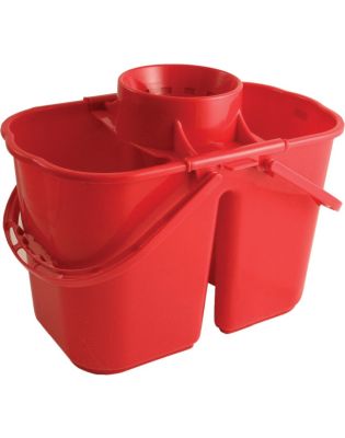 JanSan Double Mop Bucket & Wringer,14 Litre Red (1 Each)