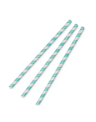 Vegware PS08-AS Jumbo Stripe Paper Straws,197mm Aqua (20 200 Straws)