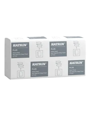 Katrin 61624 Plus Z-Fold Hand Towel Non,Stop EasyFlush M2 2 Ply White Handy Pack (2400)