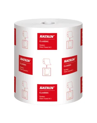 Katrin 460102 Classic System Hand Towel M2,2 Ply White Roll (6 Rolls)