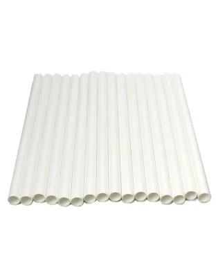 JanSan Jumbo Paper Straws 10mm Bore,210mm White (250 Straws)