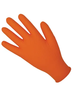 JanSan Nitrile Premium Grip Pattern Powder,Free Gloves Medium Orange (100 Gloves)