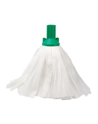 JanSan Exel Big White Mop Head 117g,Large Green (10 Mops)