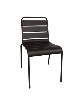 Chairs, Slatted Steel, Black (4)