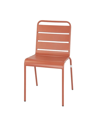 Chairs, Slatted Steel, Terracotta (4)